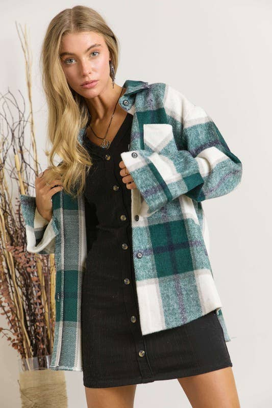 Curvy Plaid Flannel Shacket