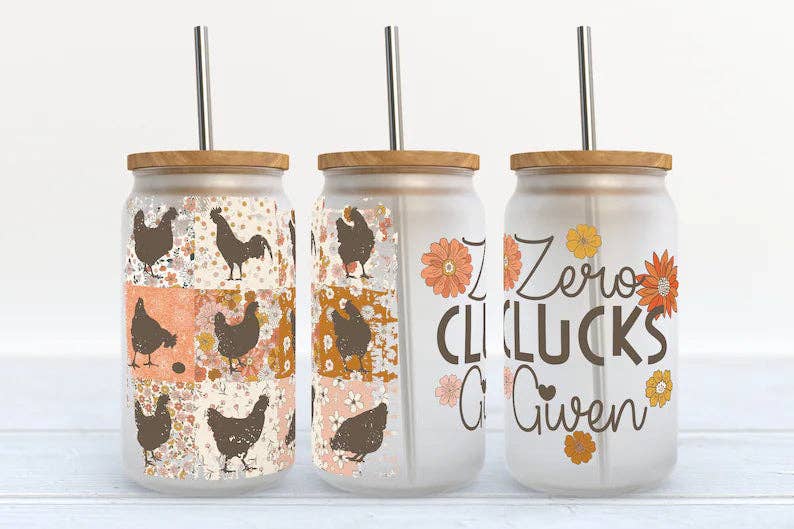 Zero Clucks Given 16oz Libbey Glass Tumbler