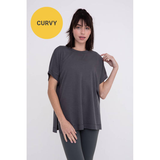 Curvy Short Sleeve Top with Side Slits