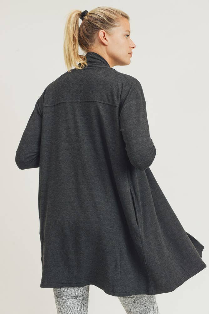 Longline Open-Front Cardigan with Back Yoke