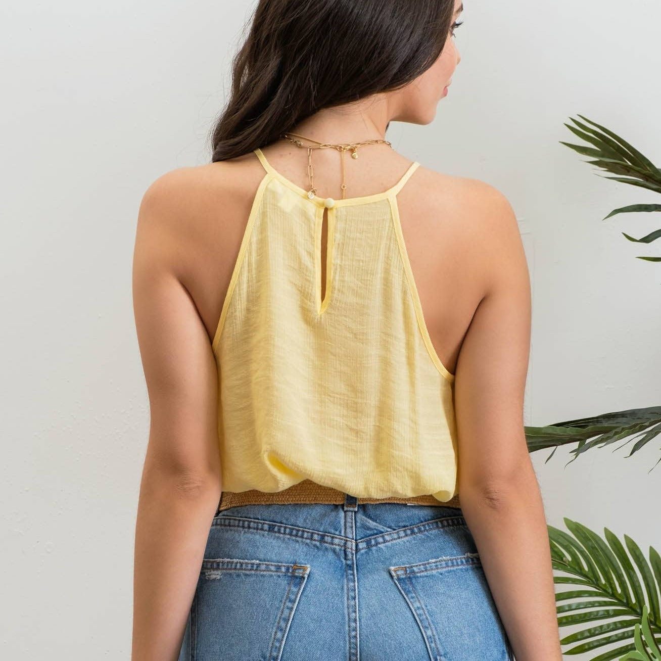 Pach Lace Halter Woven Top