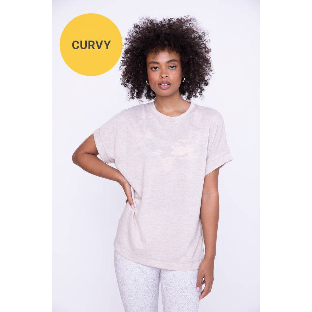 Curvy Short Sleeve Top with Side Slits