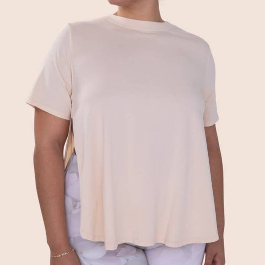 Curvy Pima Cotton Flow Top with Side Slits