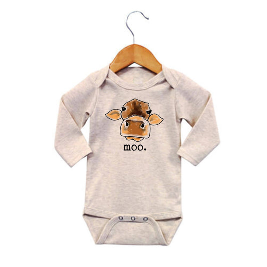 "MOO" Cow Neutral Body Suit Long sleeves