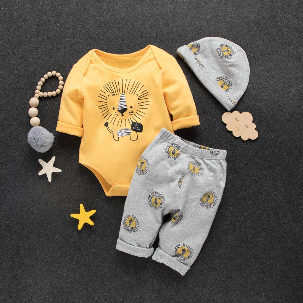 3-piece Baby / Toddler Overlay Lion Pants Hat Set