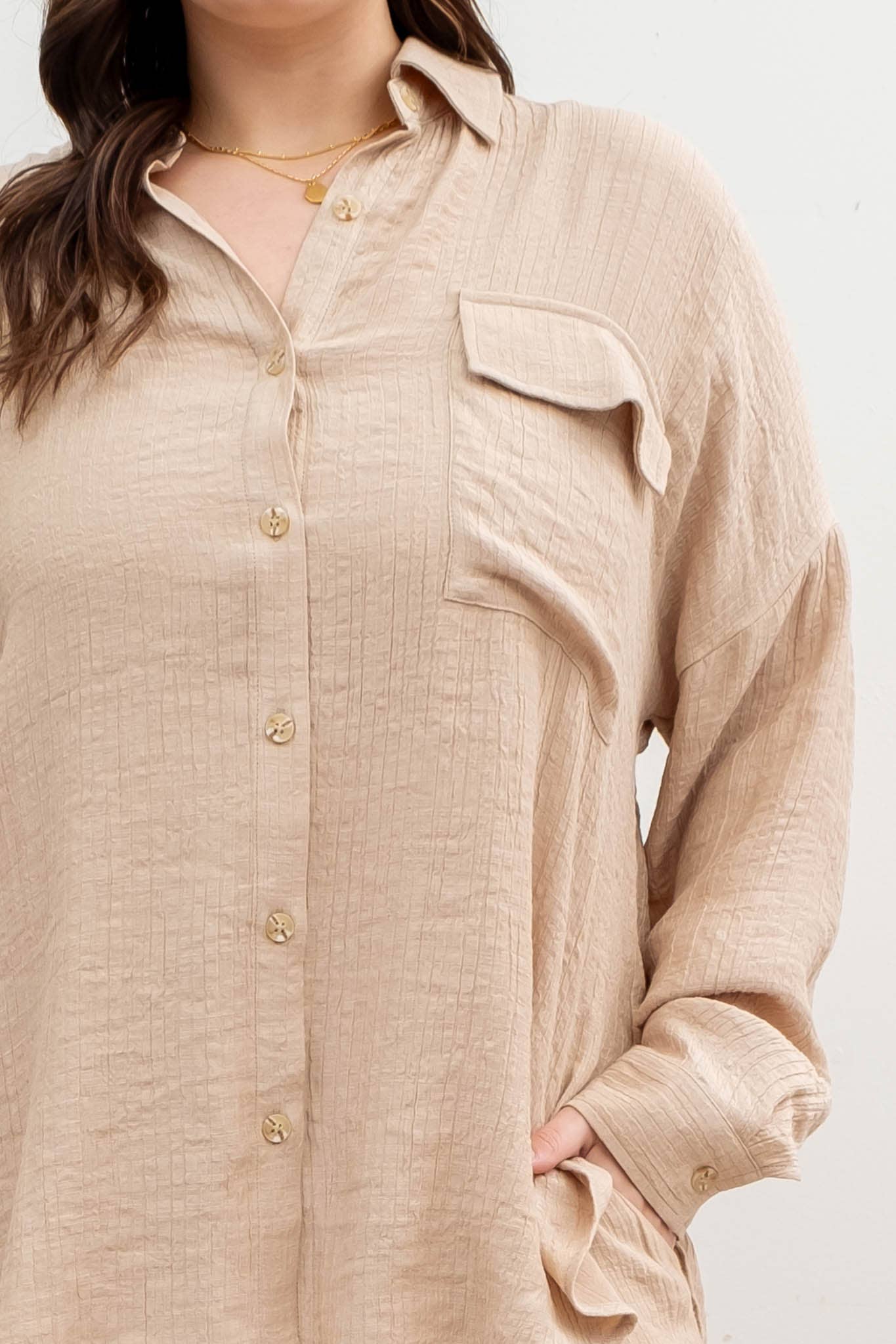 Curvy Lightweight Button Down Shirt