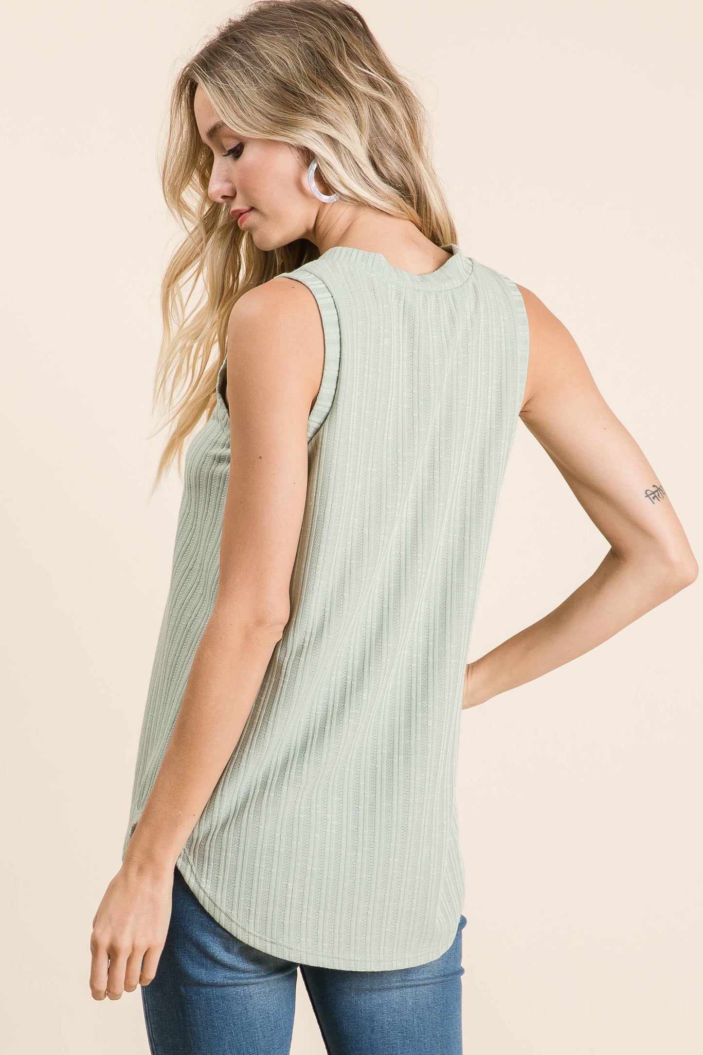 Faux Button Tank Top