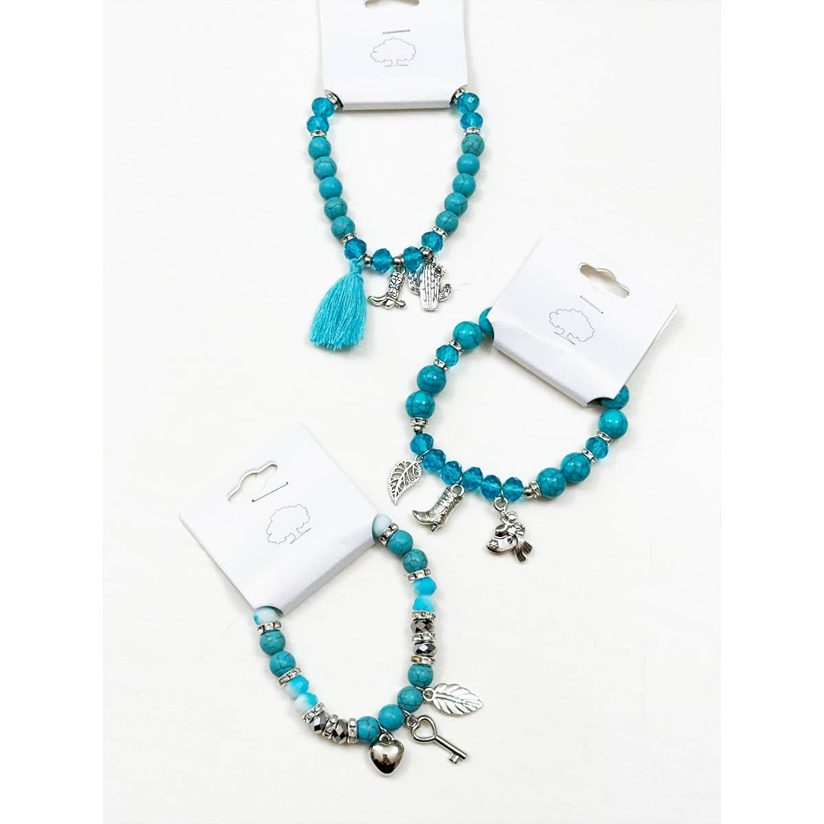Western Boho Mix Charms Turquoise Theme Bracelet-DID NOT PUT ONLINE