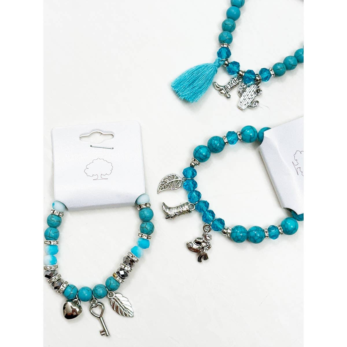 Western Boho Mix Charms Turquoise Theme Bracelet-DID NOT PUT ONLINE