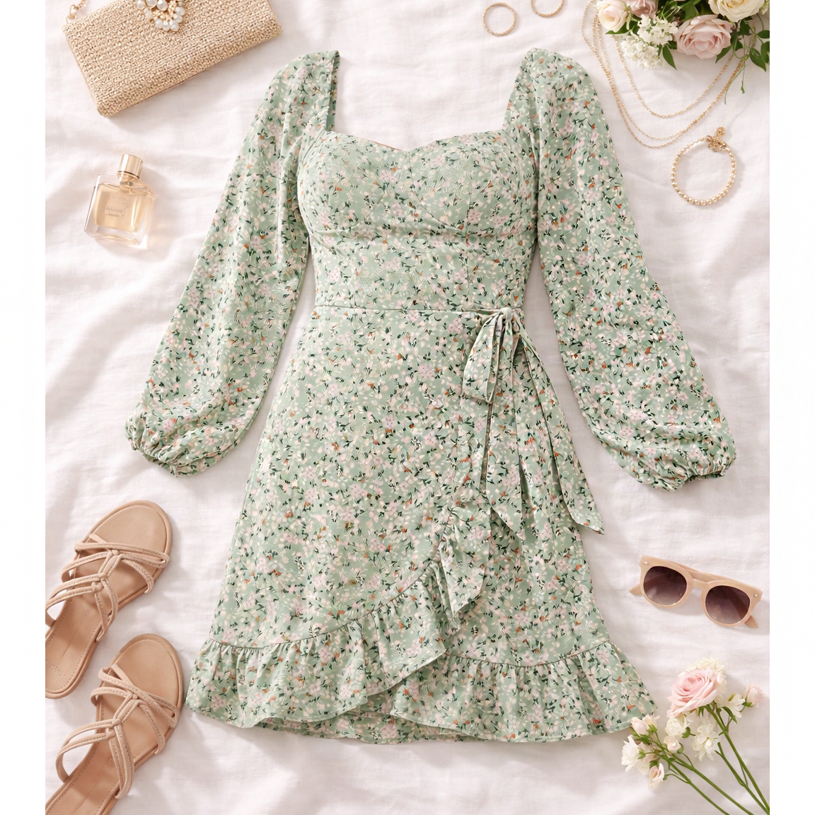 Wildflower Whisper Corset Wrap Dress