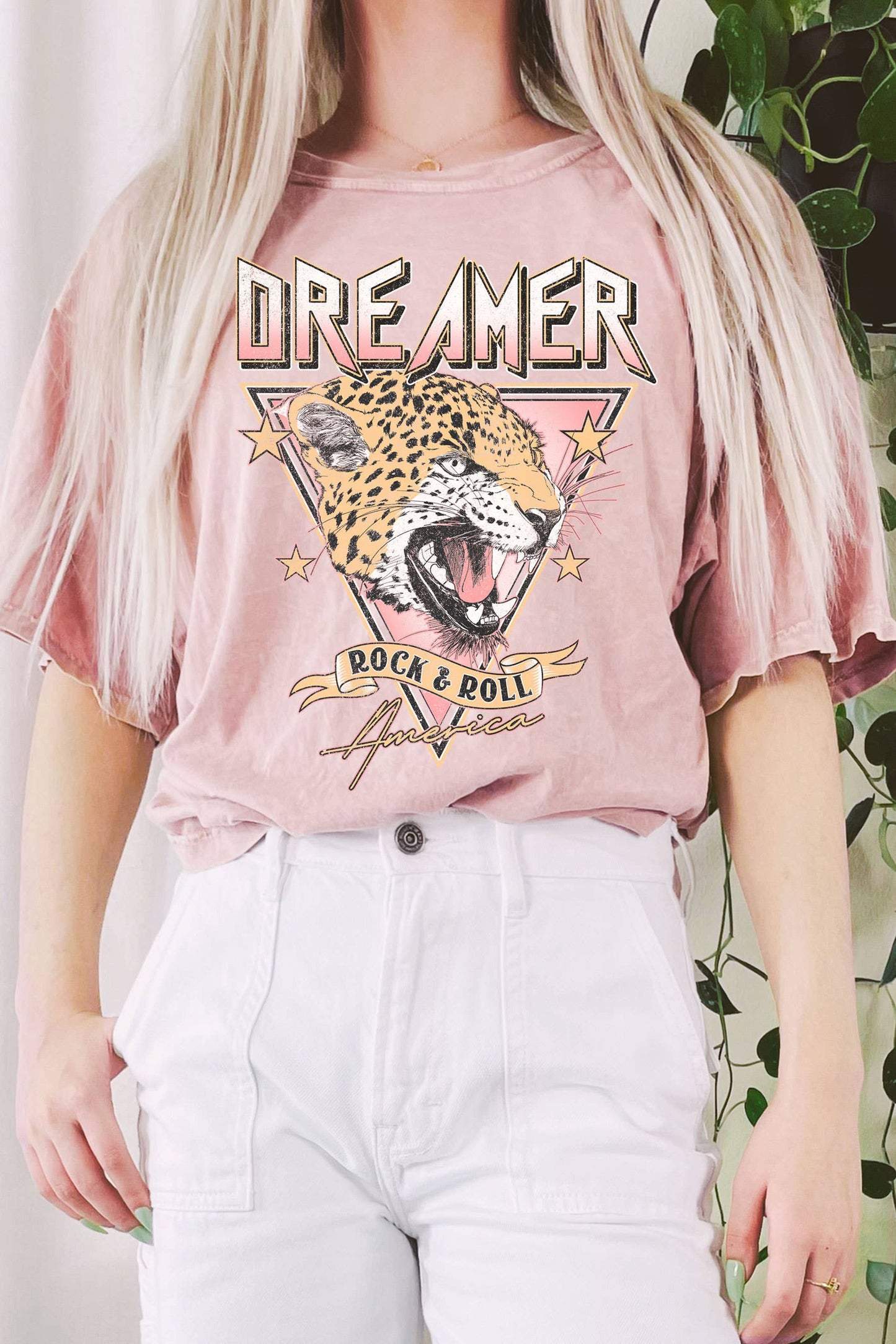 DREAMER ROCK AND ROLL LEOPARD MINERAL GRAPHIC LONG CROP TOP