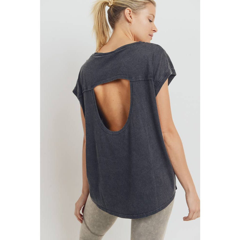 Cap-Sleeve Cut-Out Back Athleisure Top