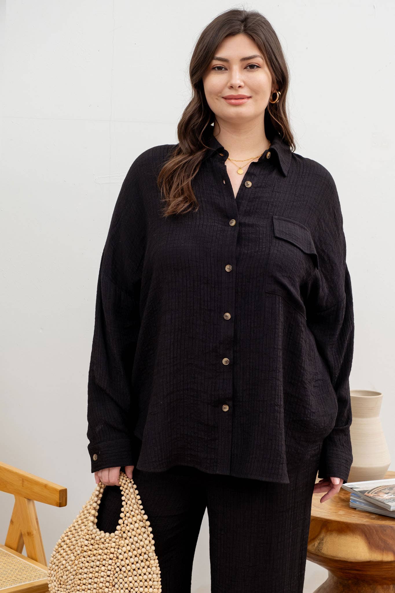 Curvy Lightweight Button Down Shirt