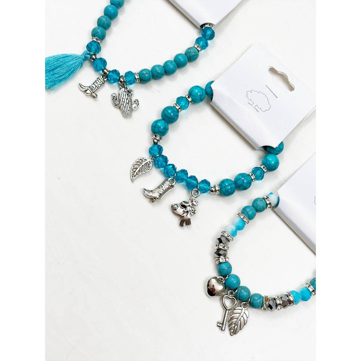 Western Boho Mix Charms Turquoise Theme Bracelet-DID NOT PUT ONLINE