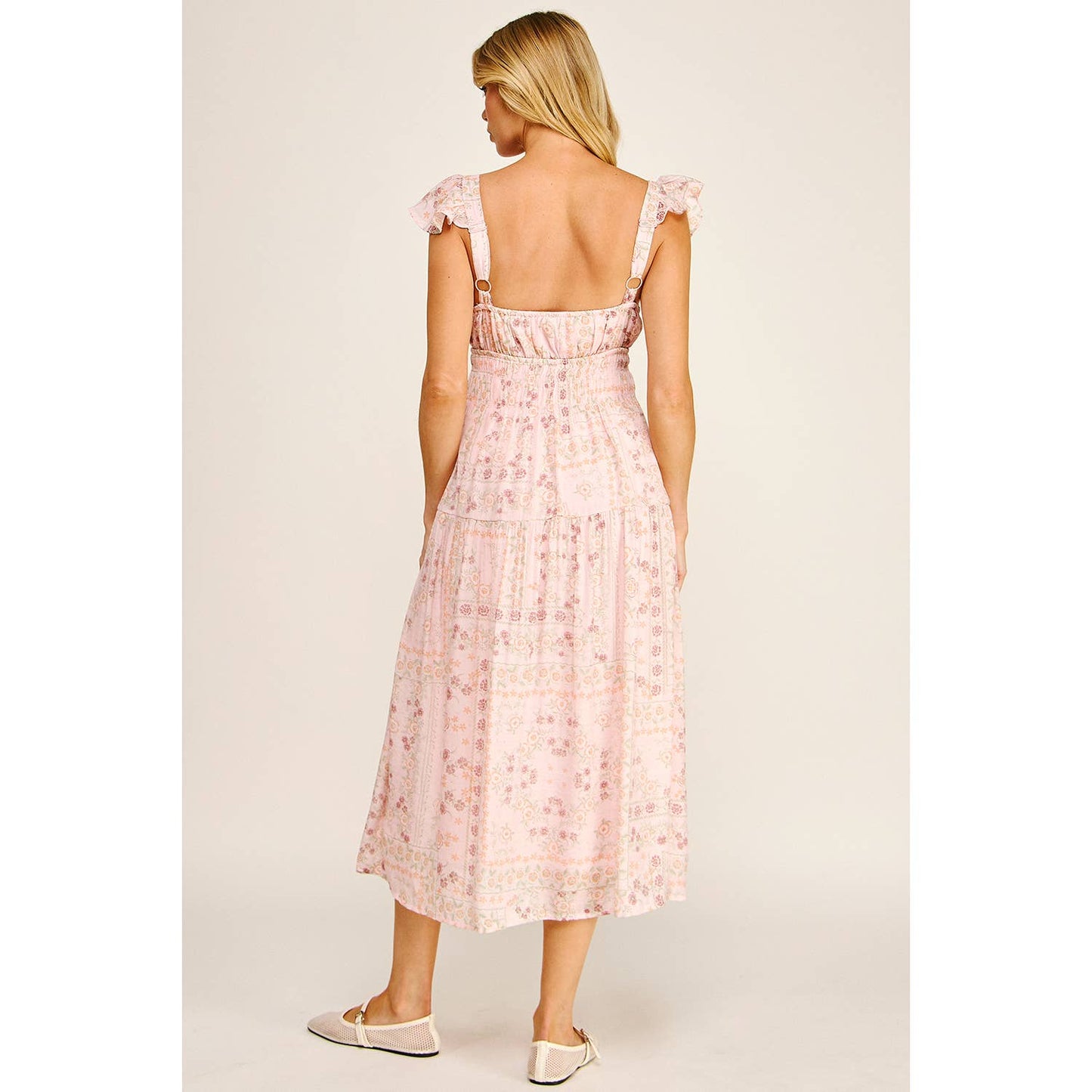 Soft Bloom Tiered Midi Dress