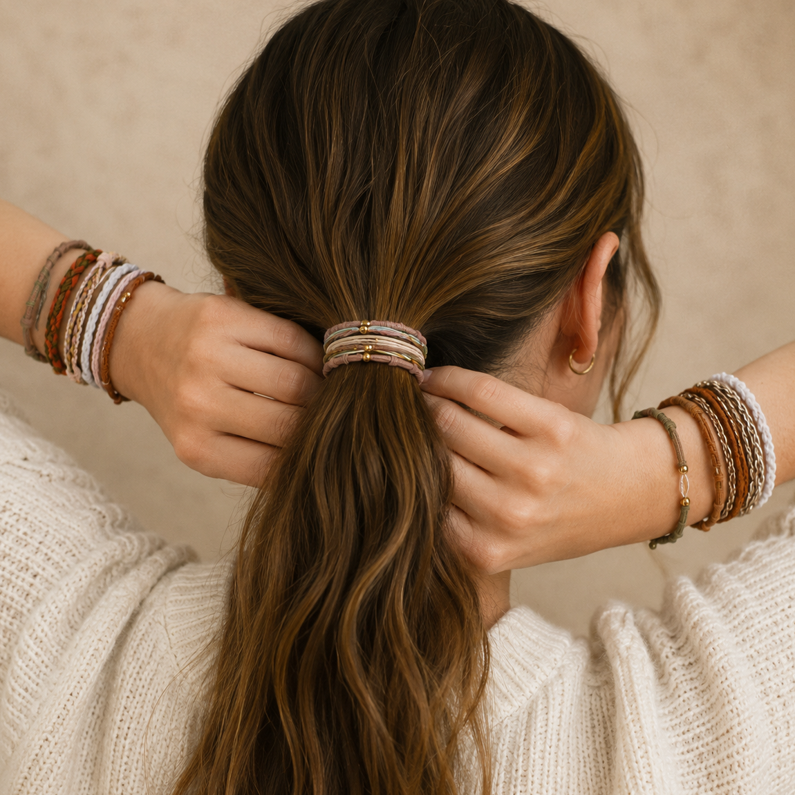 Boho Multi-Style Hair Tie Bracelet Set