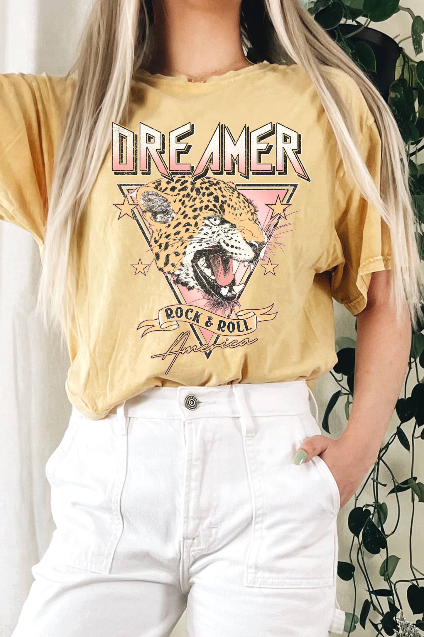 DREAMER ROCK AND ROLL LEOPARD MINERAL GRAPHIC LONG CROP TOP