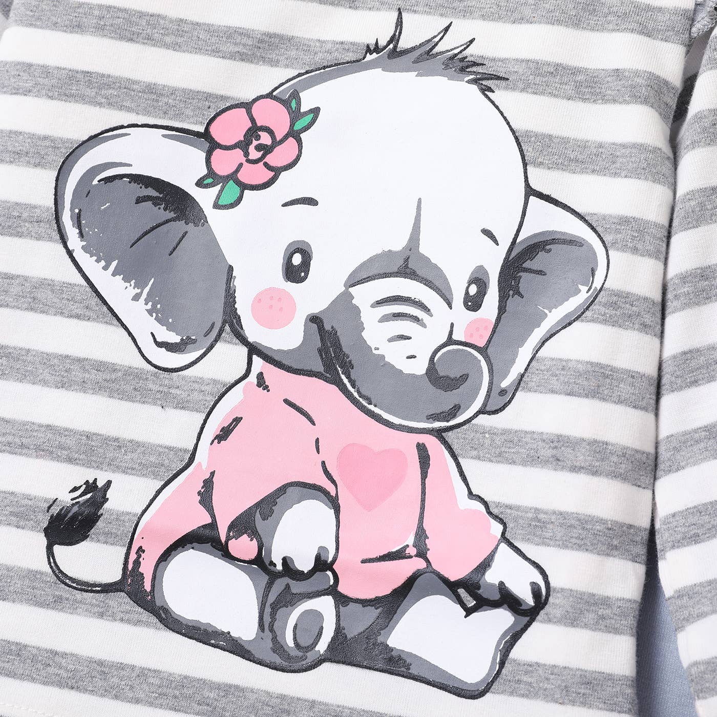 2pcs Baby Girl Elephant Grey Top and Trousers Set