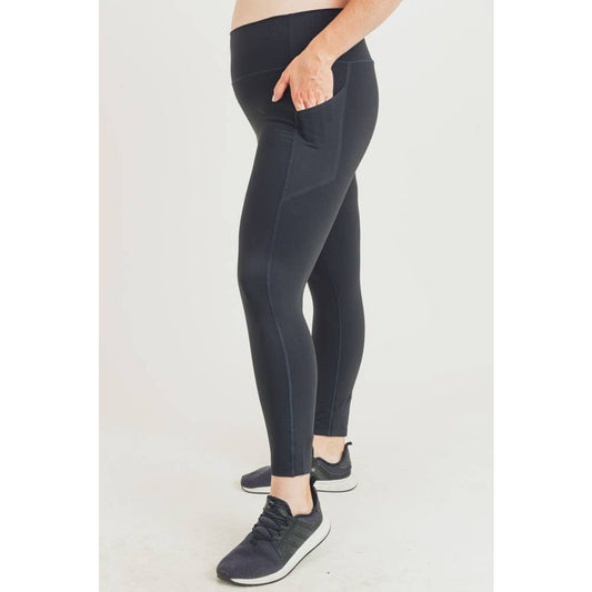 Curvy Laser-Cut Bonded Essential Foldover Highwaist Leggings