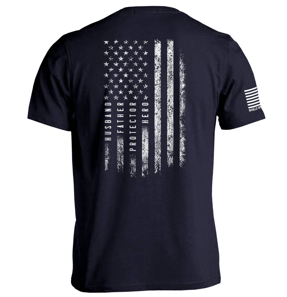 Husband Father Protector Hero American Flag T-shirt