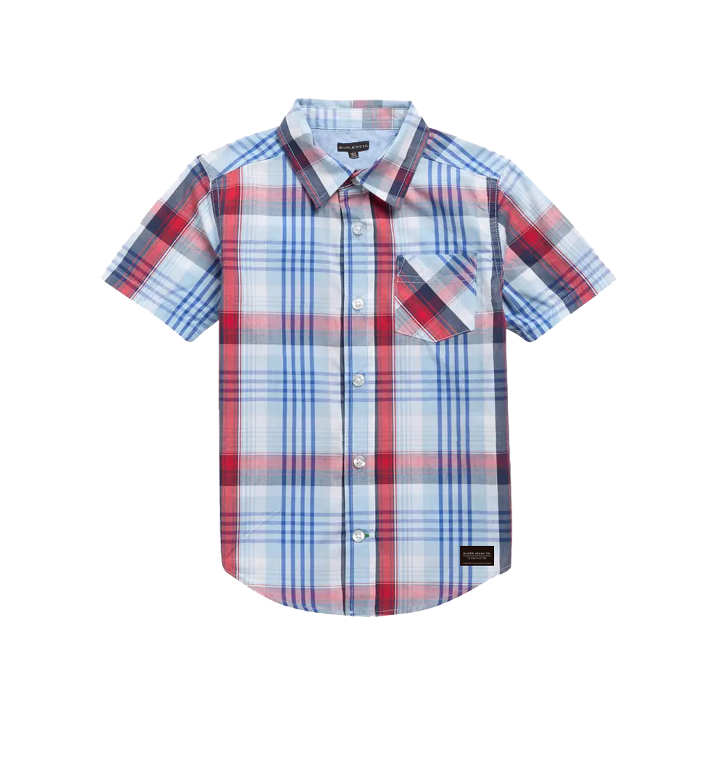 Boys Plaid Shirt with Chest Pocket