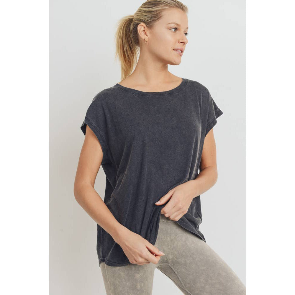 Cap-Sleeve Cut-Out Back Athleisure Top