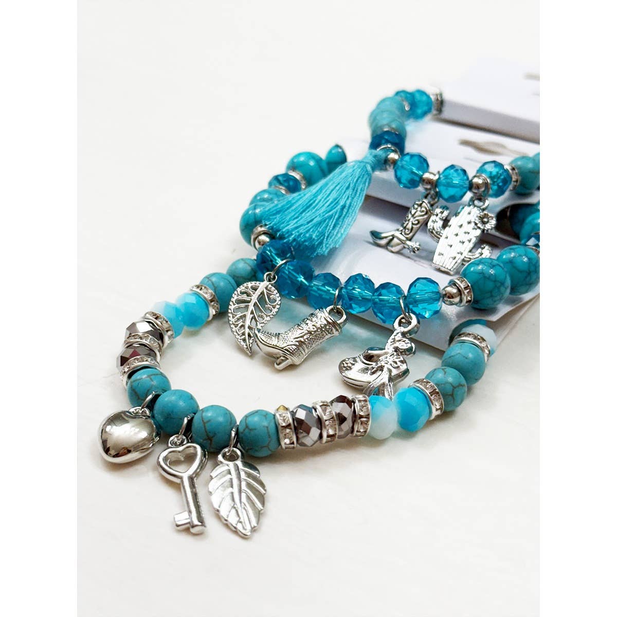Western Boho Mix Charms Turquoise Theme Bracelet-DID NOT PUT ONLINE