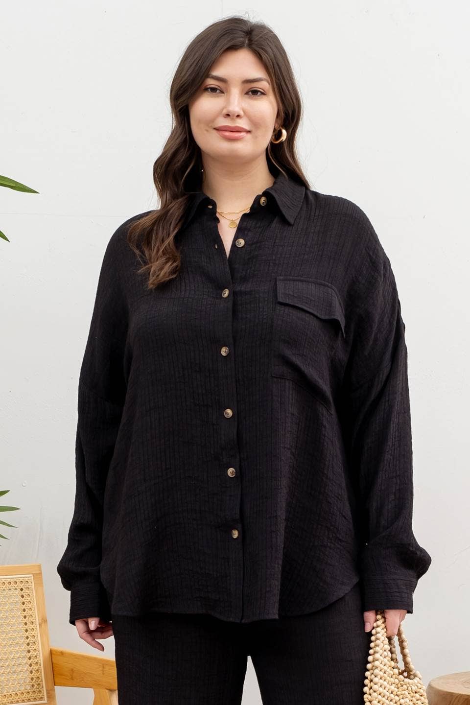 Curvy Lightweight Button Down Shirt