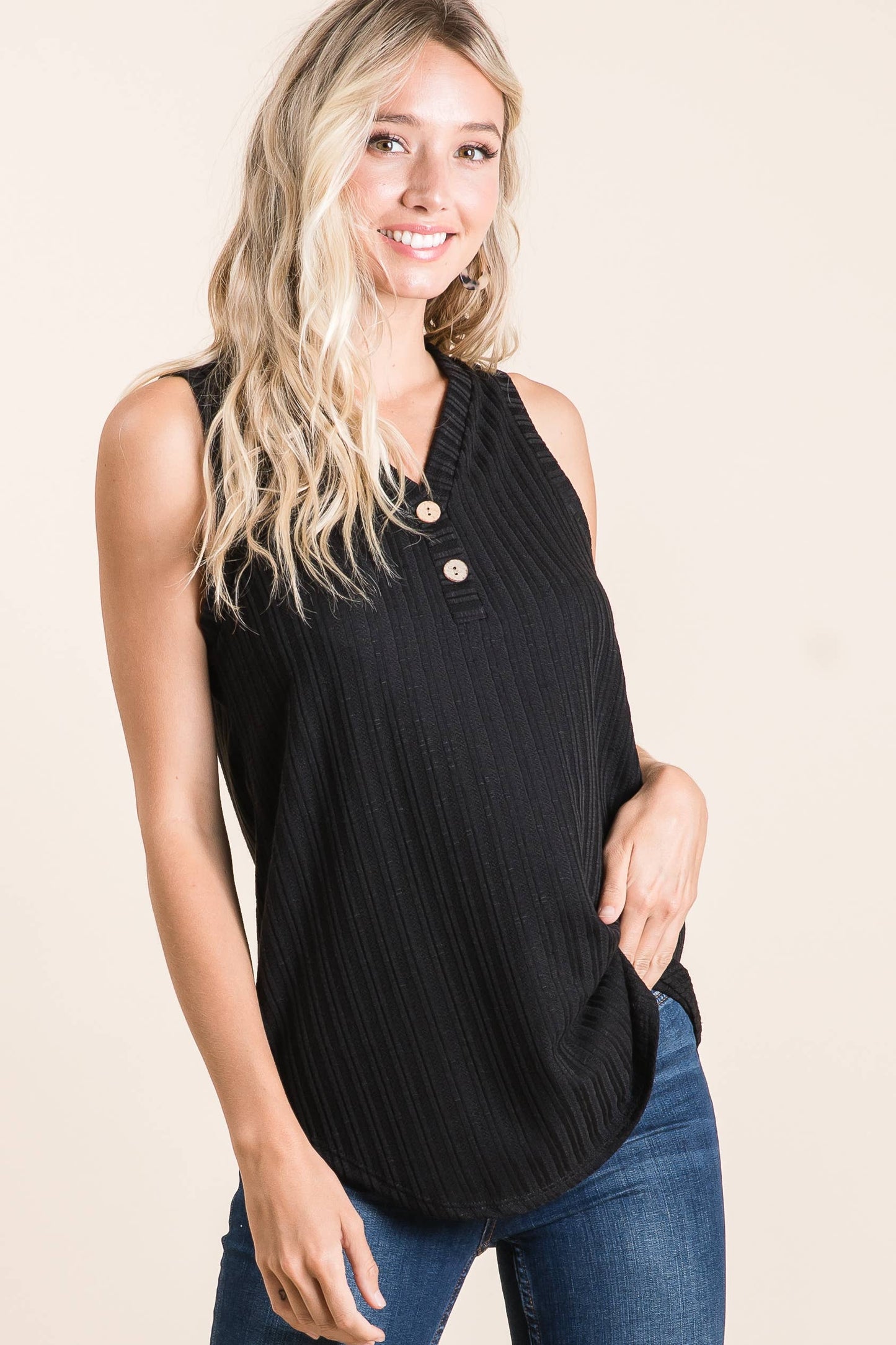 Faux Button Tank Top