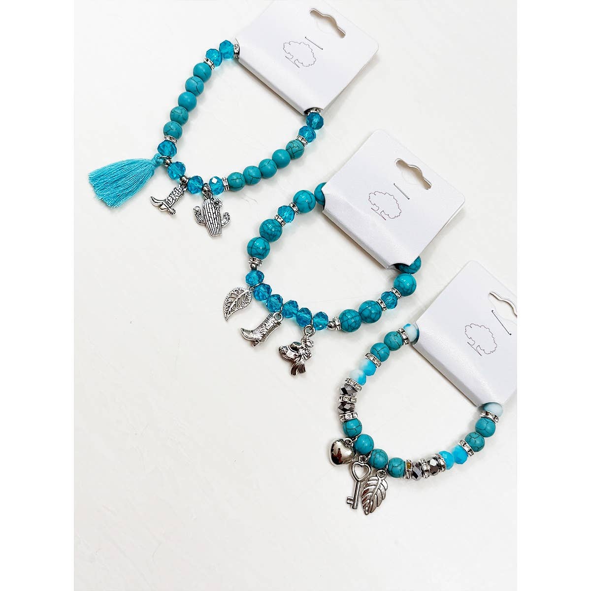 Western Boho Mix Charms Turquoise Theme Bracelet-DID NOT PUT ONLINE