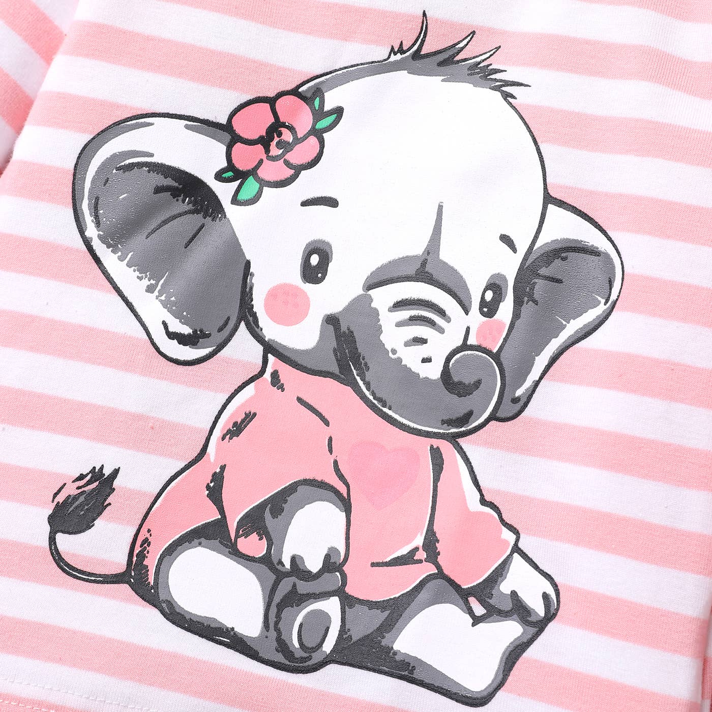 2pcs Baby Girl Elephant Grey Top and Trousers Set