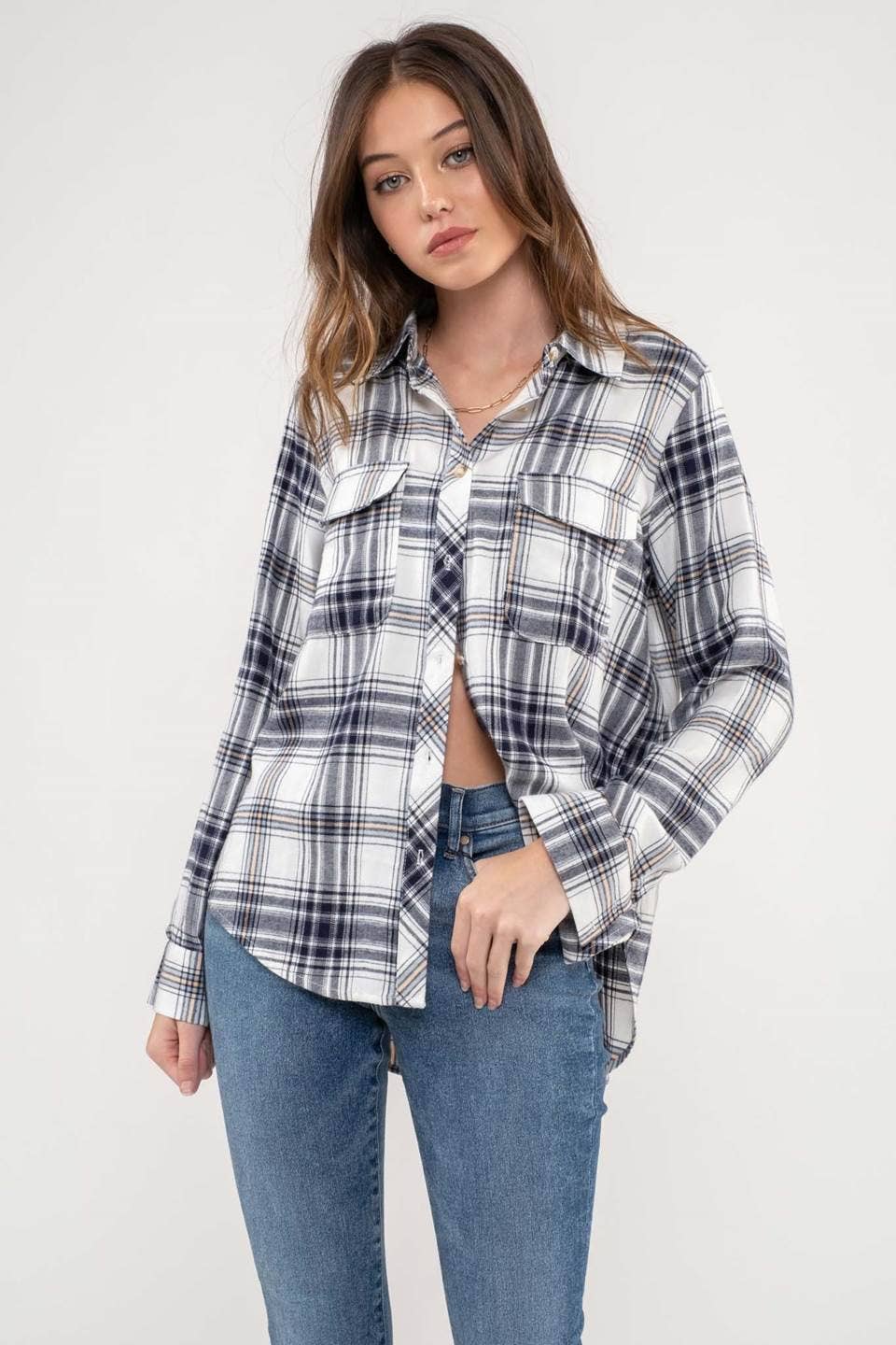 LIGHTWEIGHT PLAID  BUTTON DOWN