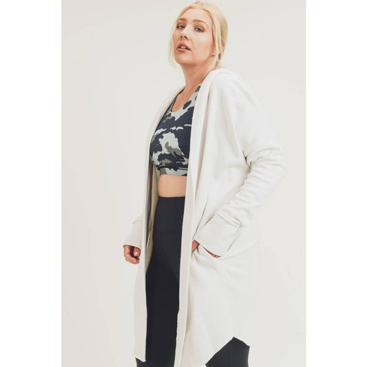 Curvy Open Front Longline Hoodie Cardigan