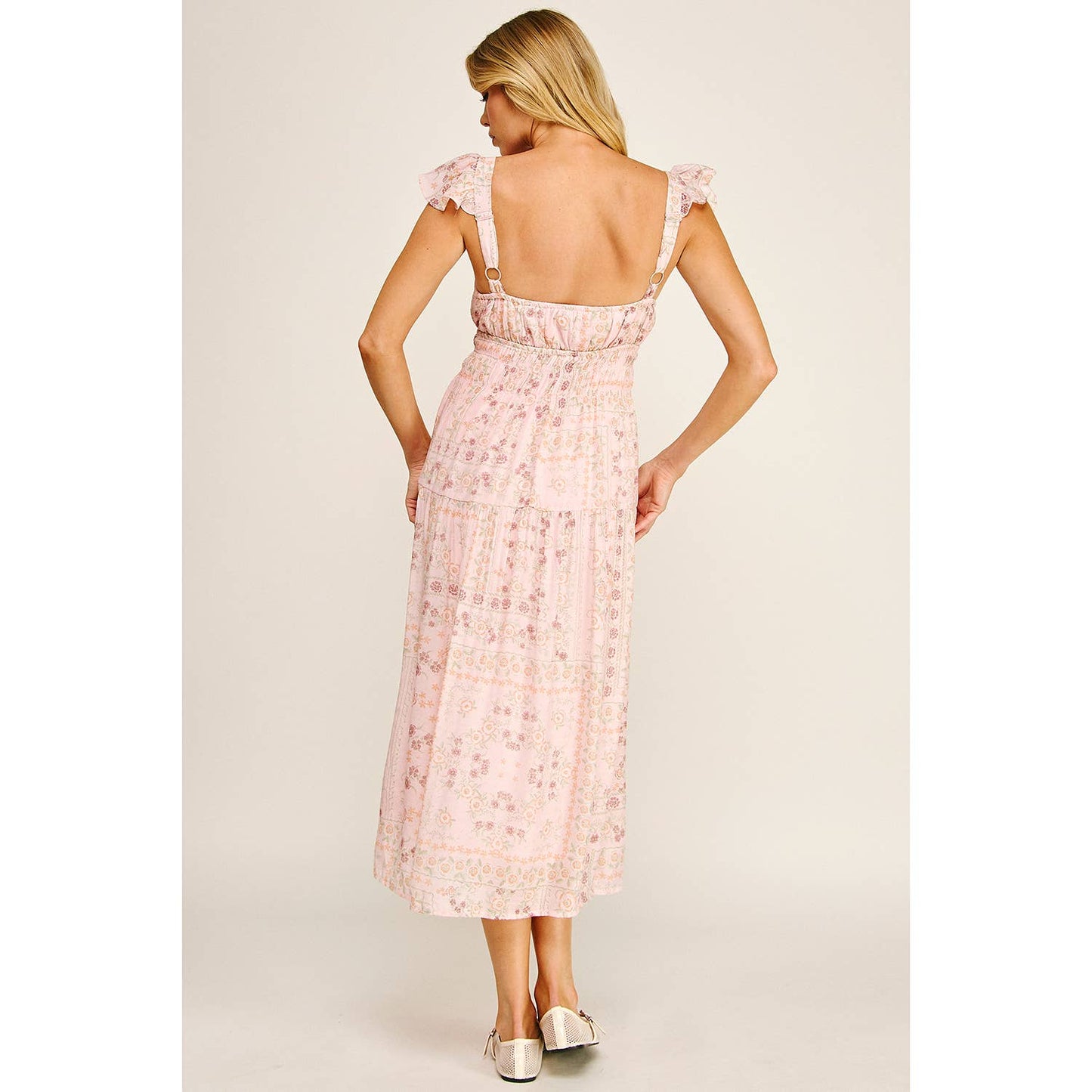 Soft Bloom Tiered Midi Dress
