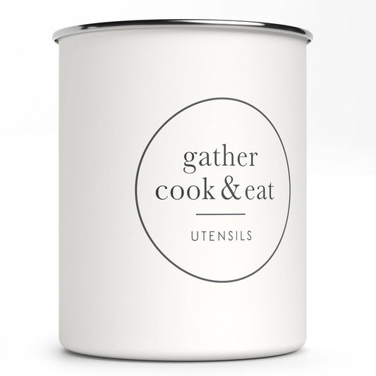 Circle Gather Cook Eat Metal Utensil Holder: White