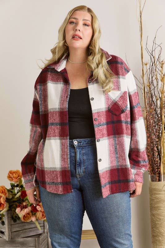 Curvy Plaid Flannel Shacket