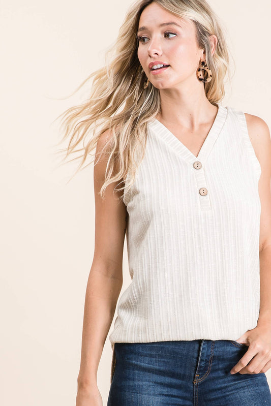 Faux Button Tank Top