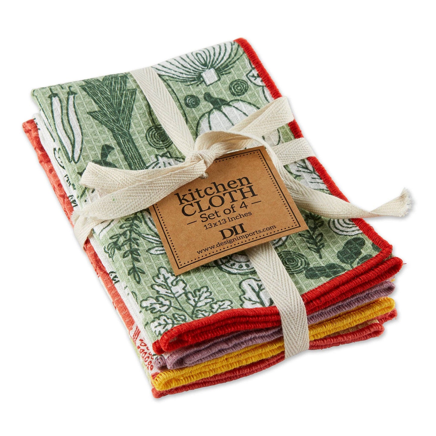 Market Printed Waffle Dishcloth Set Of 4